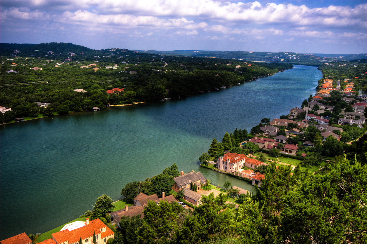 This is the gorgeous view from Mount Bonnell in Austin, Texas