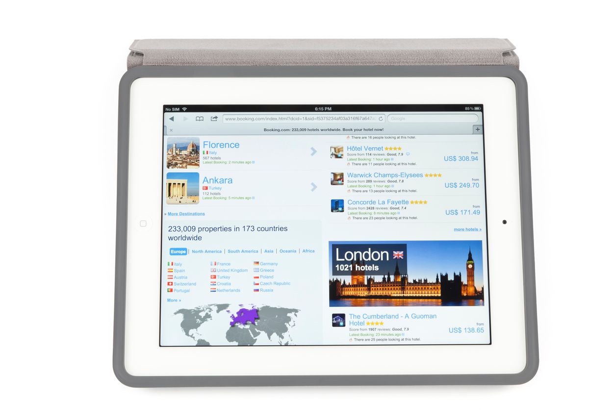 Booking.com on New iPad options to book reservation anywhere in the world