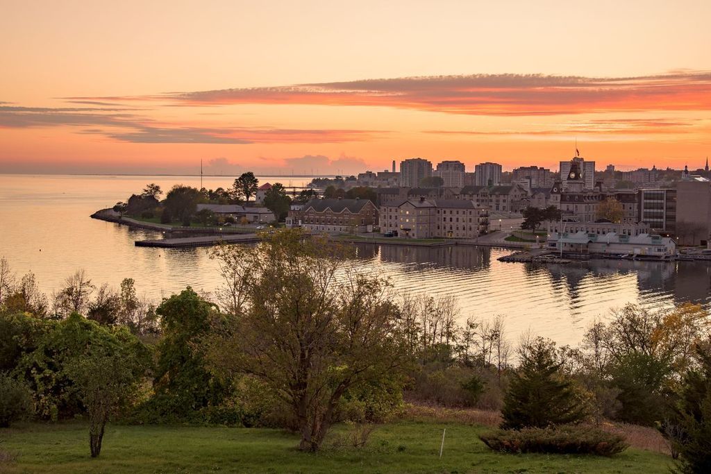 View of Kingston, ON, from Fort Henry Hill at sunset