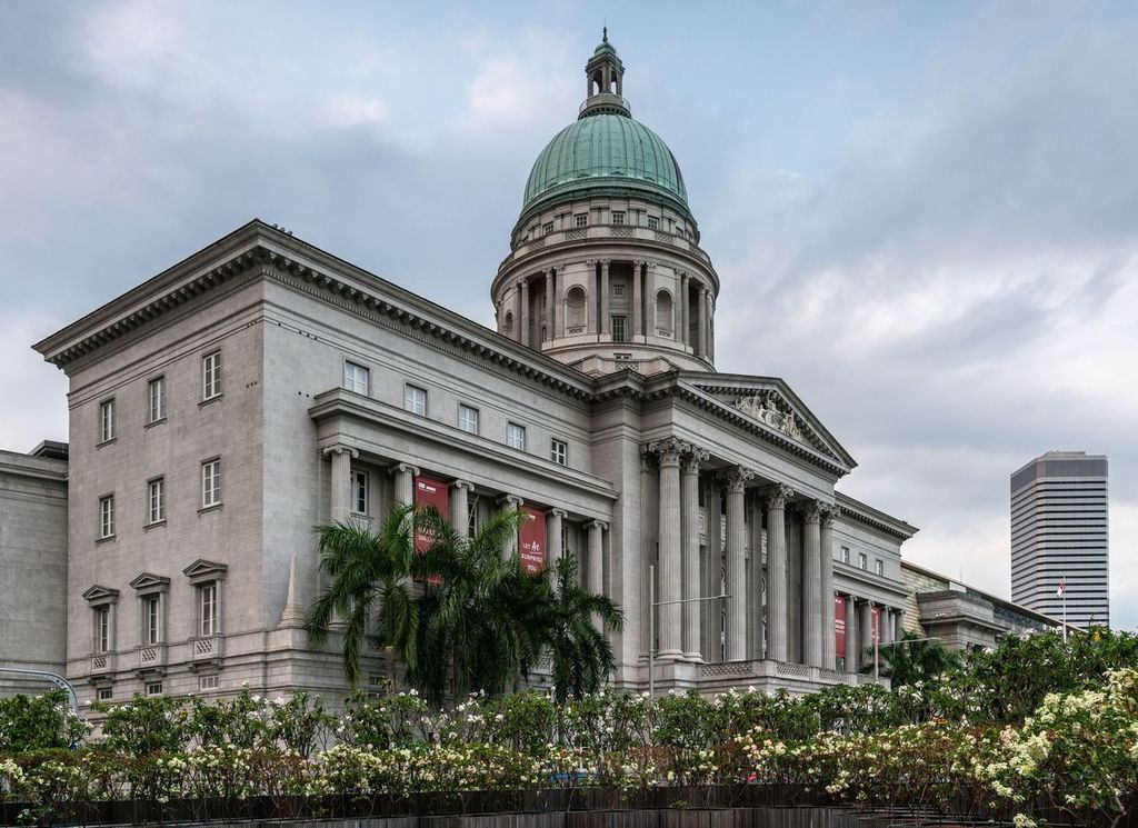 National Gallery facade front and side in Singapore