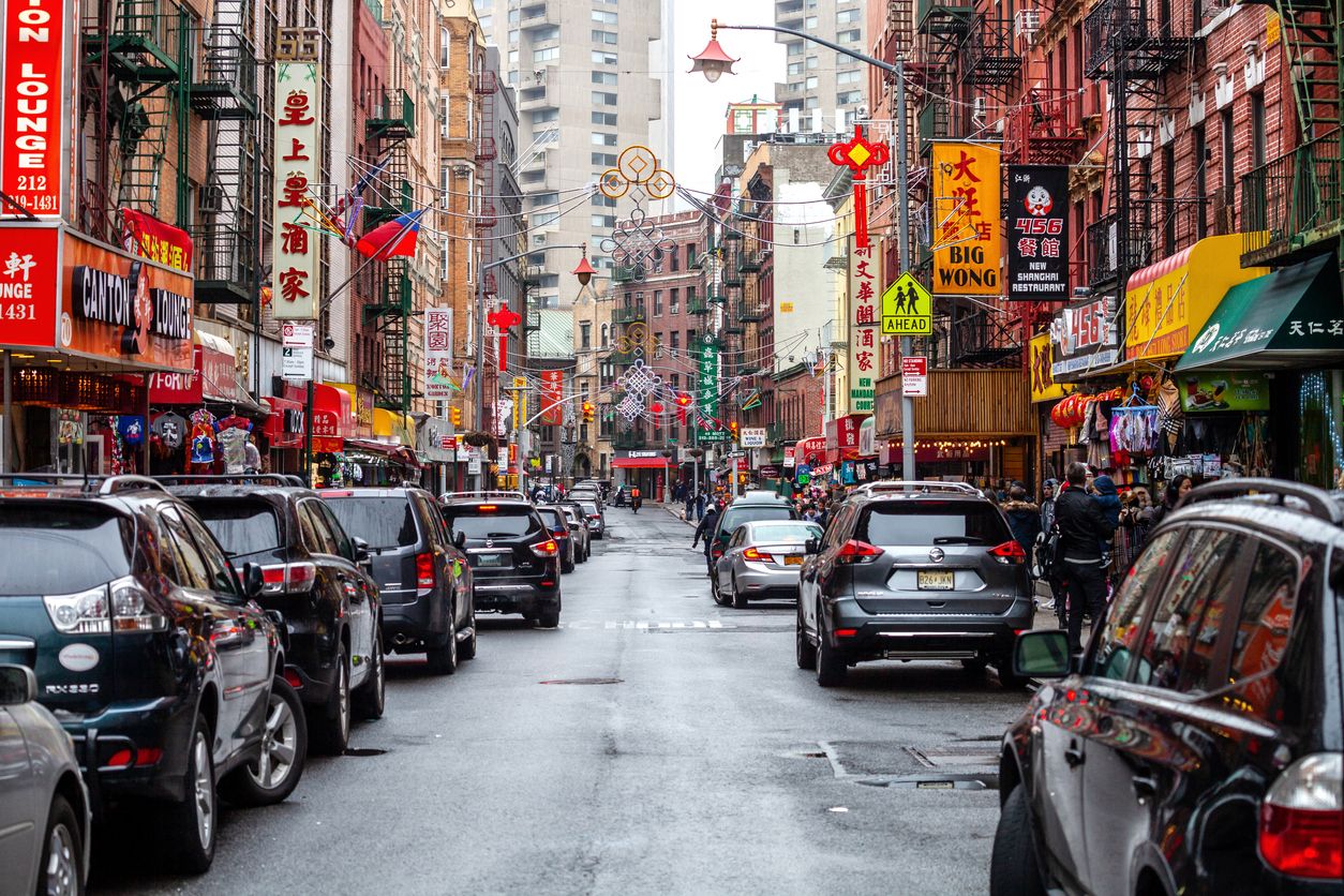 Busy streets of Chinatown in New York City