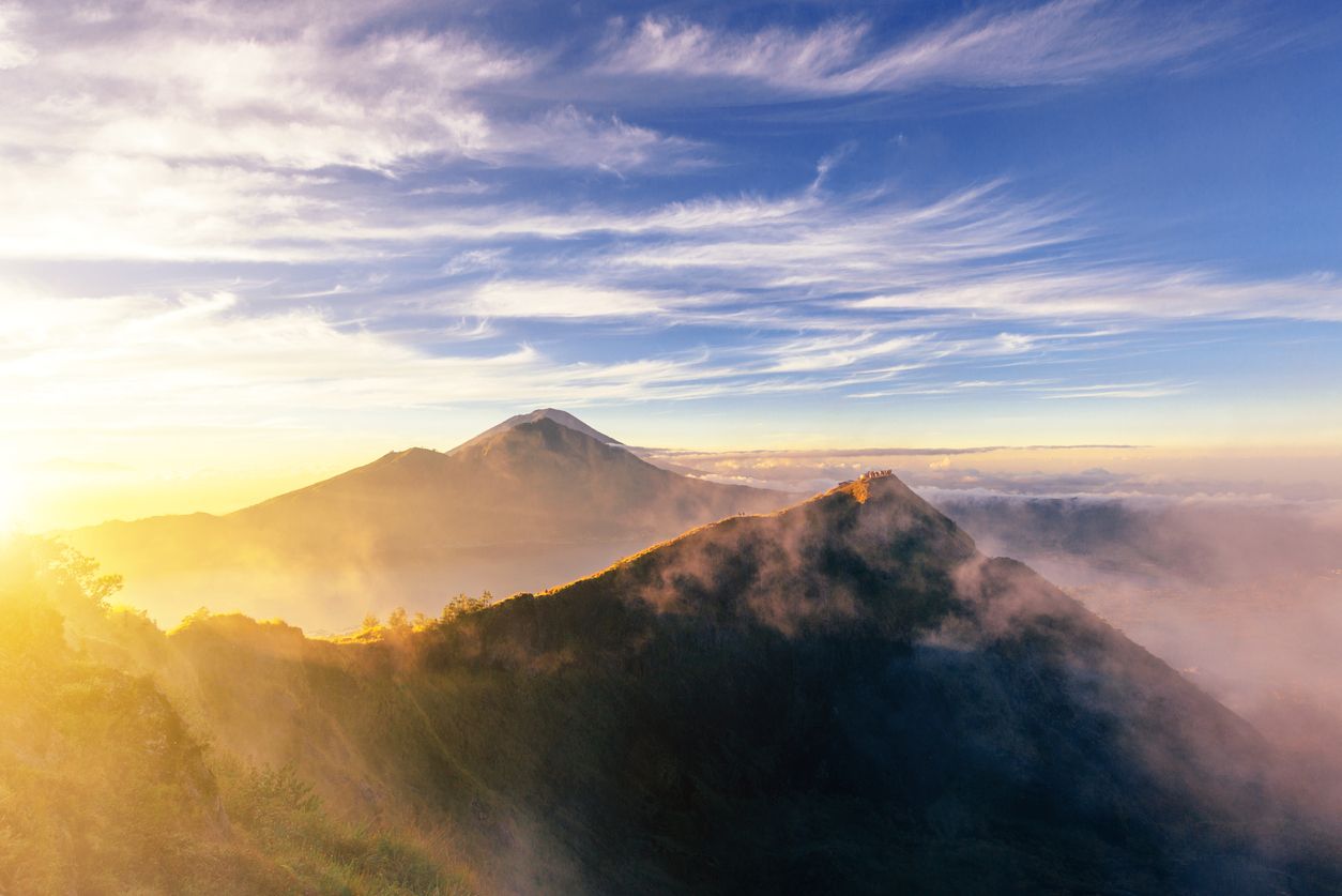 Mount Batur at sunrise in Bali, Indonesia