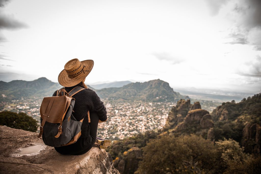 Woman enjoying the view on Tepoztlan, Mexico