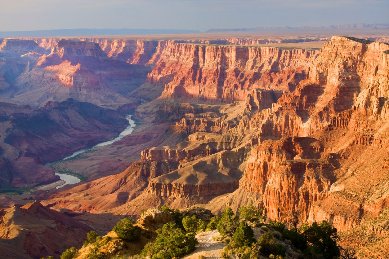 Grand Canyon landscape at dusk viewed from desert