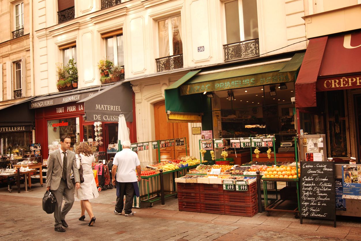 Rue Cler, market street in Paris