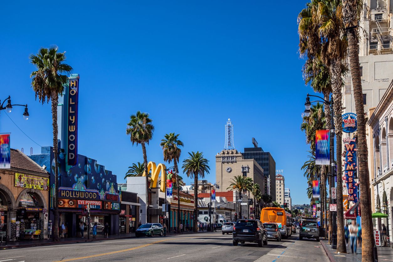 Hollywood Boulevard in Los Angeles, California, USA