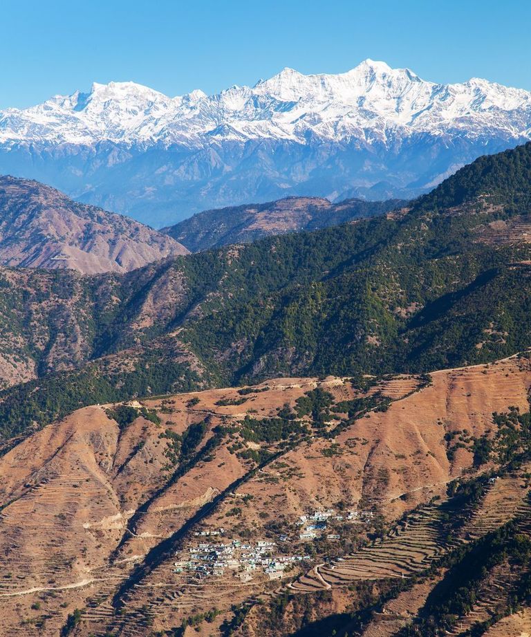 Mount Bandarpunch, Himalaya, panoramic view of Indian Himalayas, great Himalayan range, Uttarakhand India
