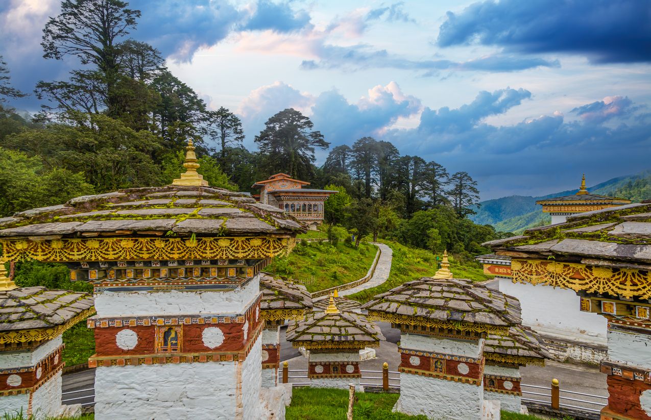 Dochula pass is located on the way to Punakha from Thimphu in Bhutan
