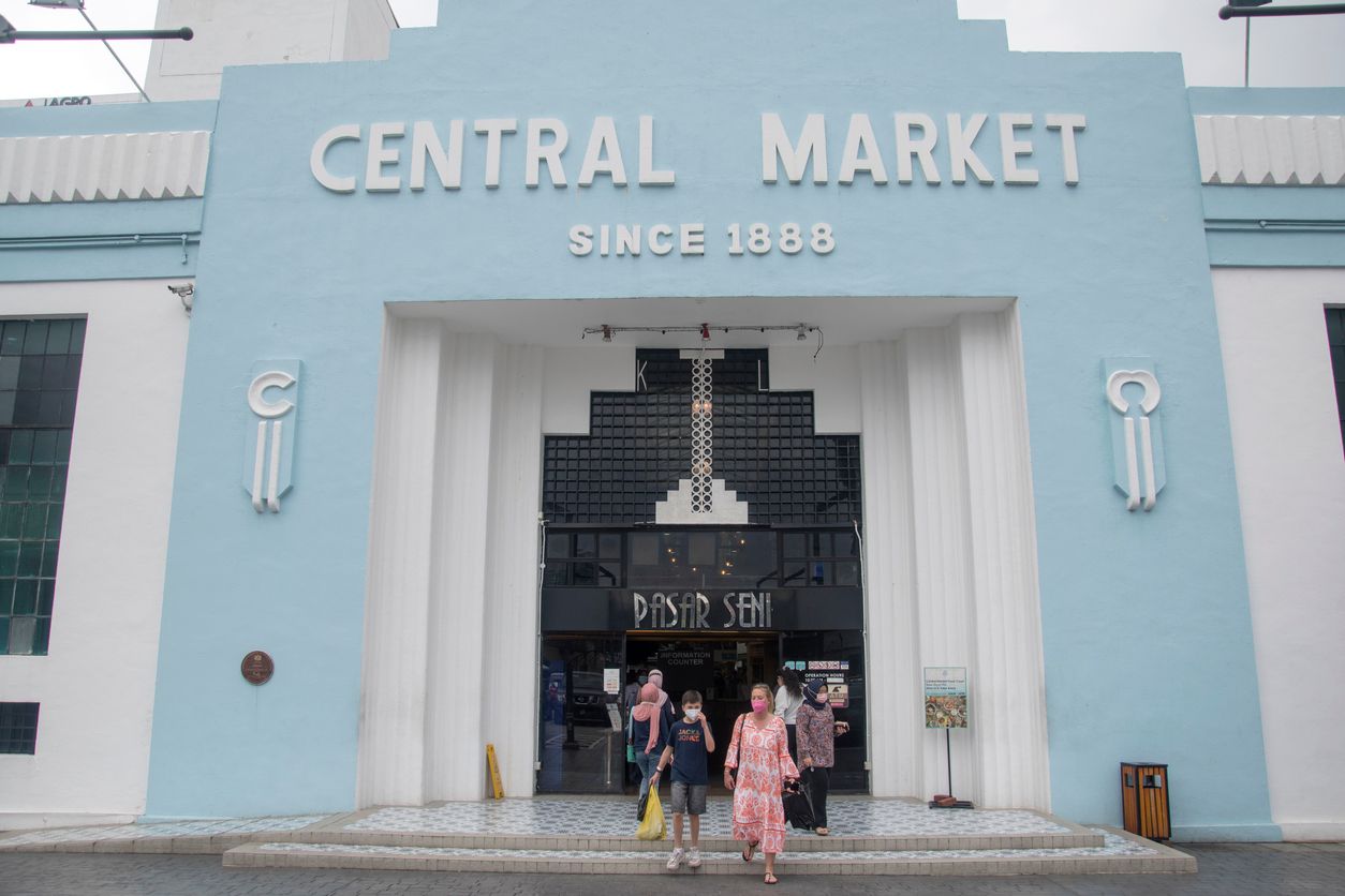 Main entrance of art deco building called Central Market in Kuala Lumpur