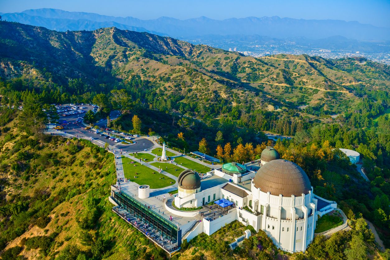 Aerial view Griffith Observatory, Mount Hollywood, Los Angeles, CA