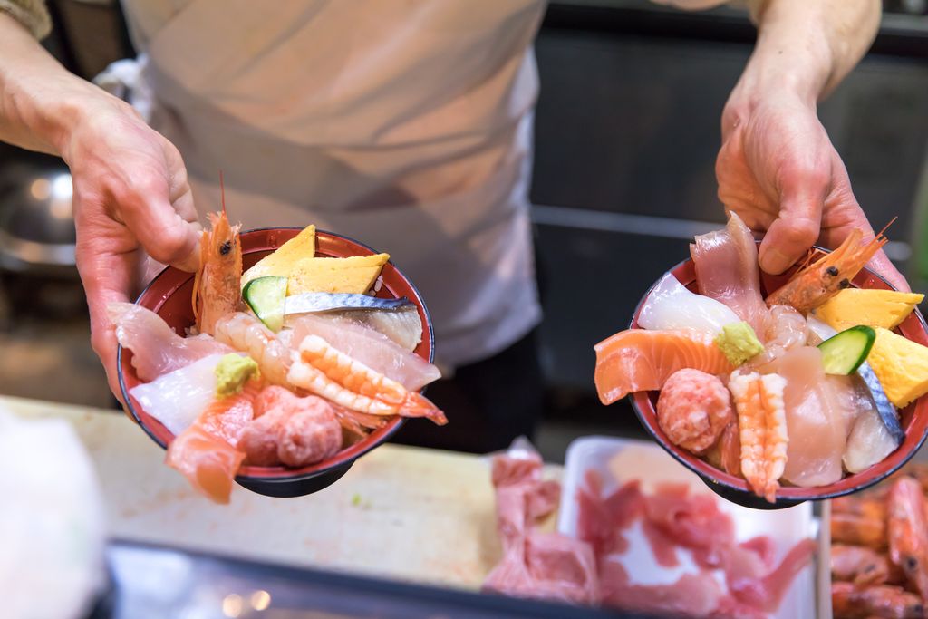Japanese sushi chef in Kanazawa, Japan