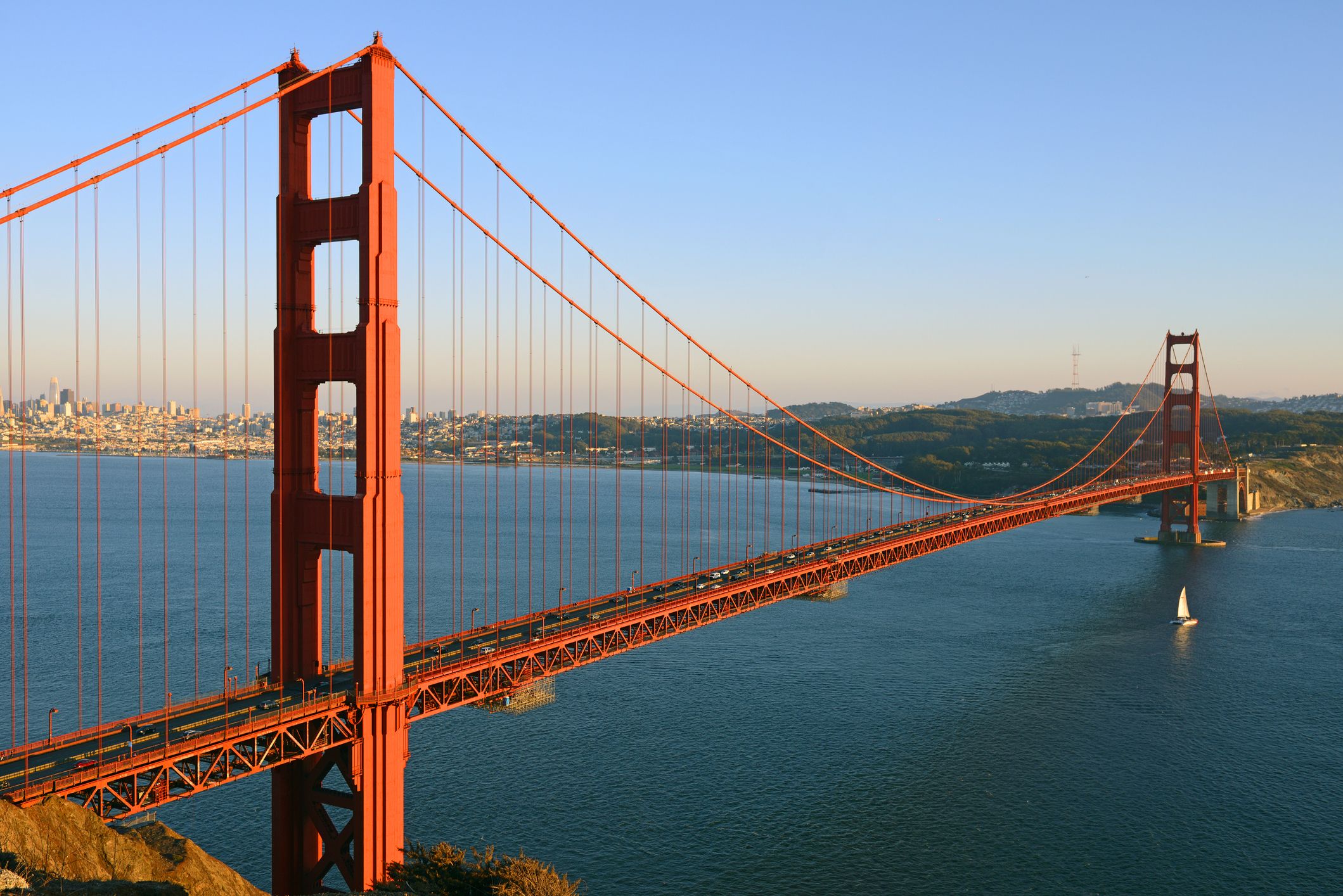 San Francisco and Golden Gate Bridge from Marin Headlands. California, United States