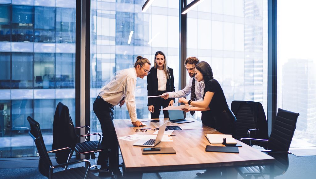 Group of marketers working on a project together.
