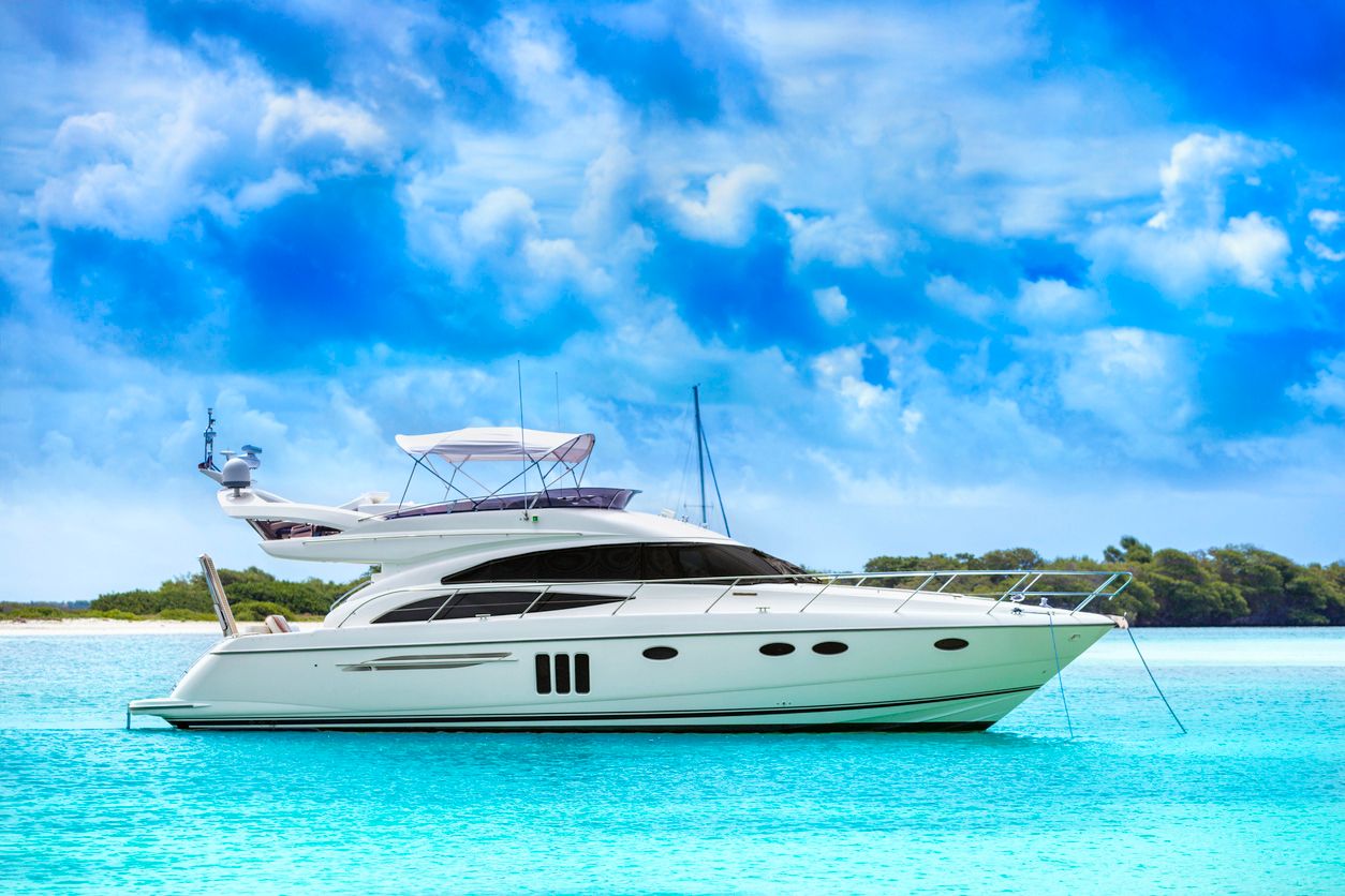 White yacht in the middle of the water