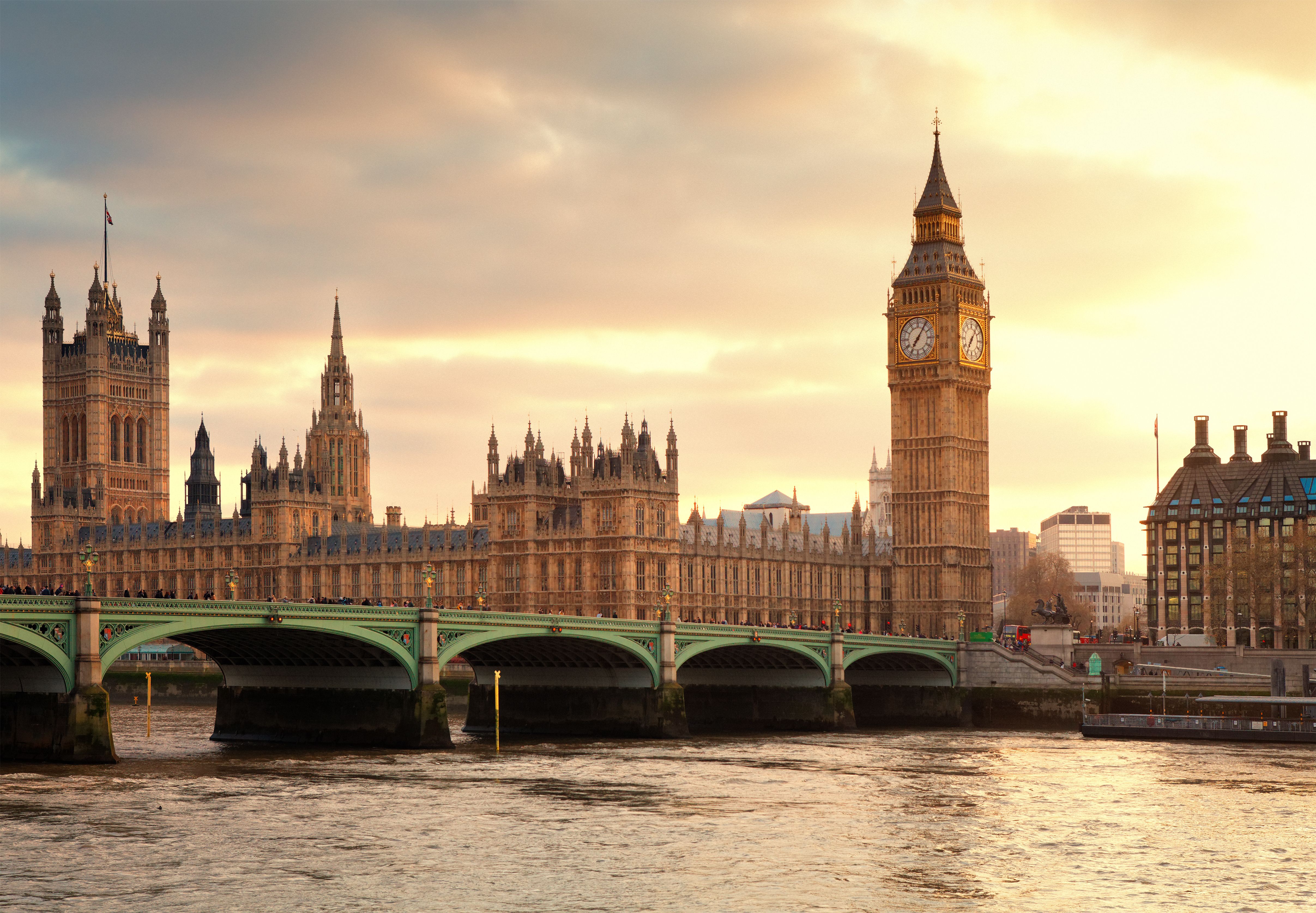Big Ben and the Parliament in London at sunset