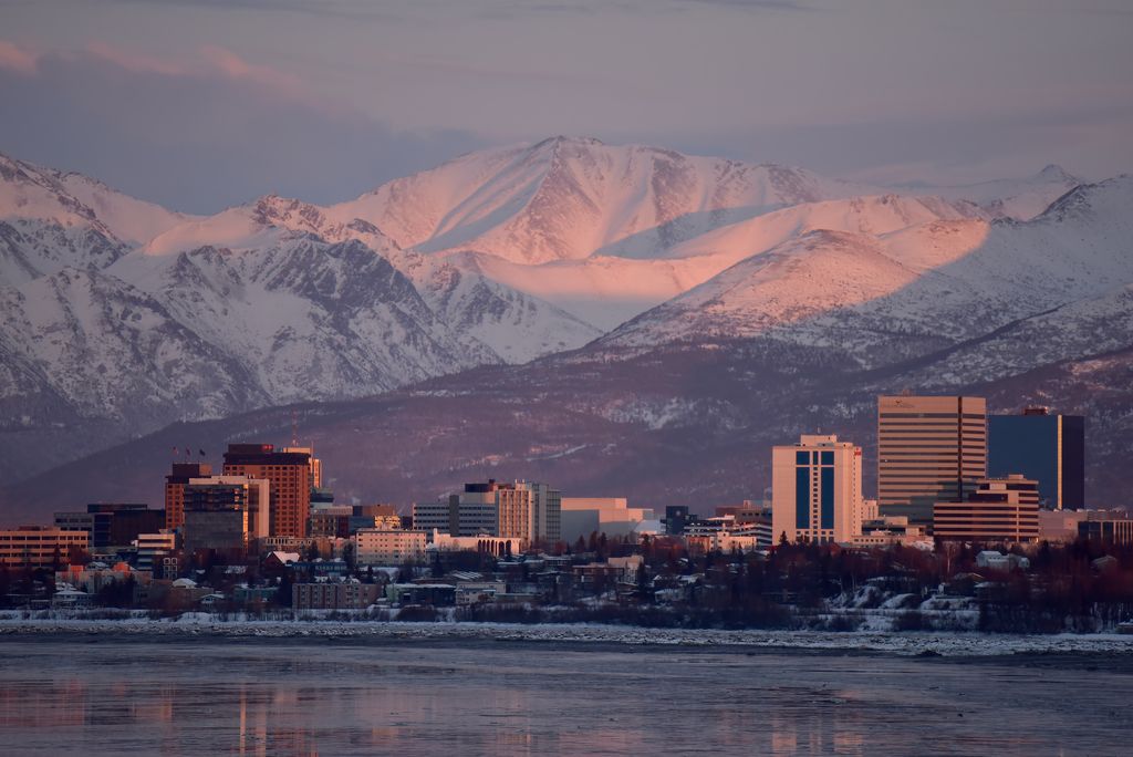 Anchorage, Alaska, at sunset