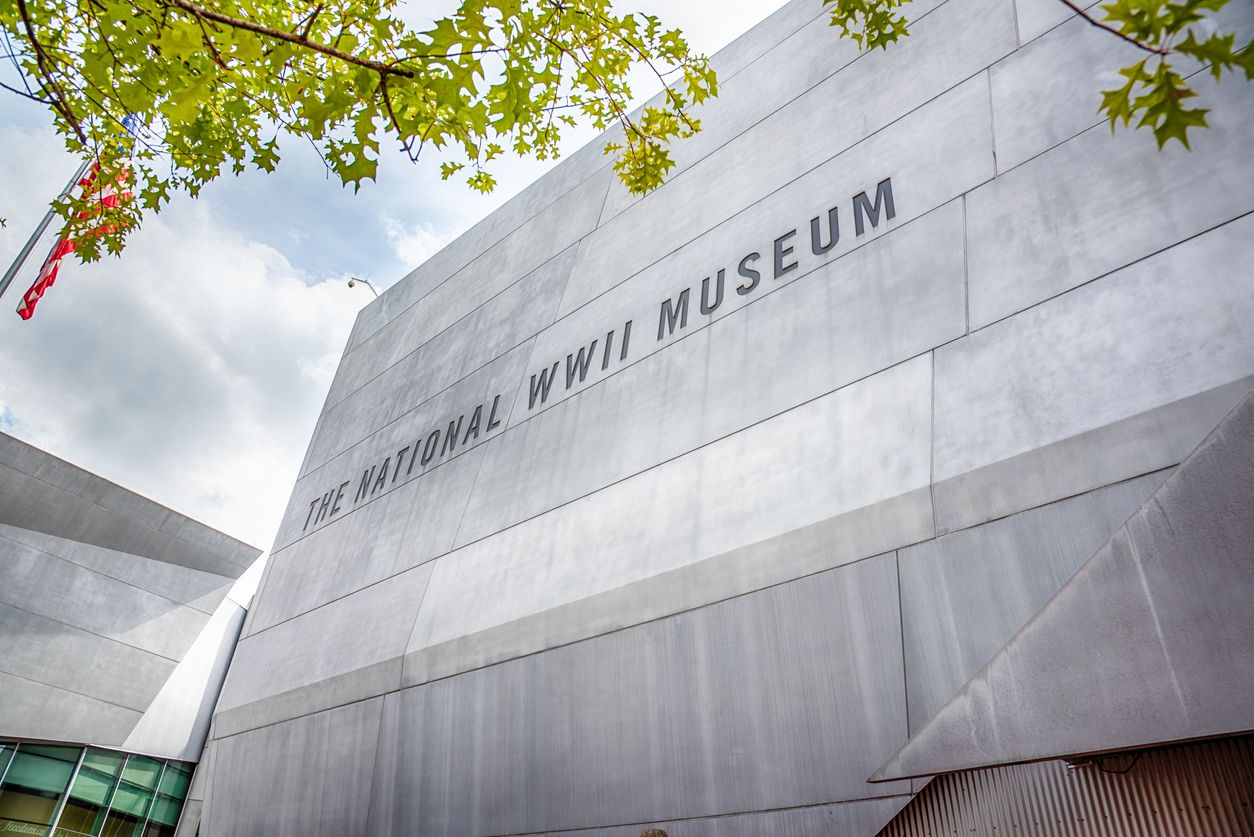 The exterior of the new National World War II Museum located in downtown New Orleans, Louisiana
