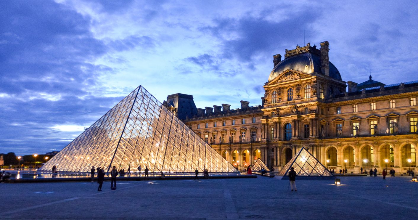 Louvre Museum in the evening in Paris, France