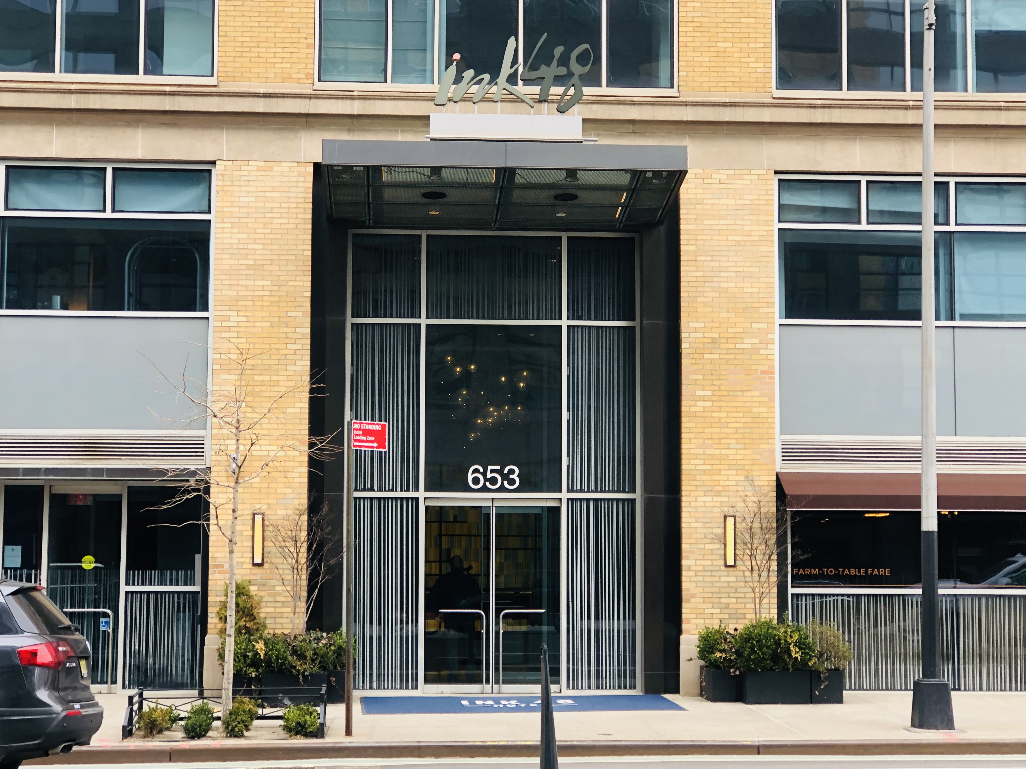 Front entrance of the Ink 48 Hotel