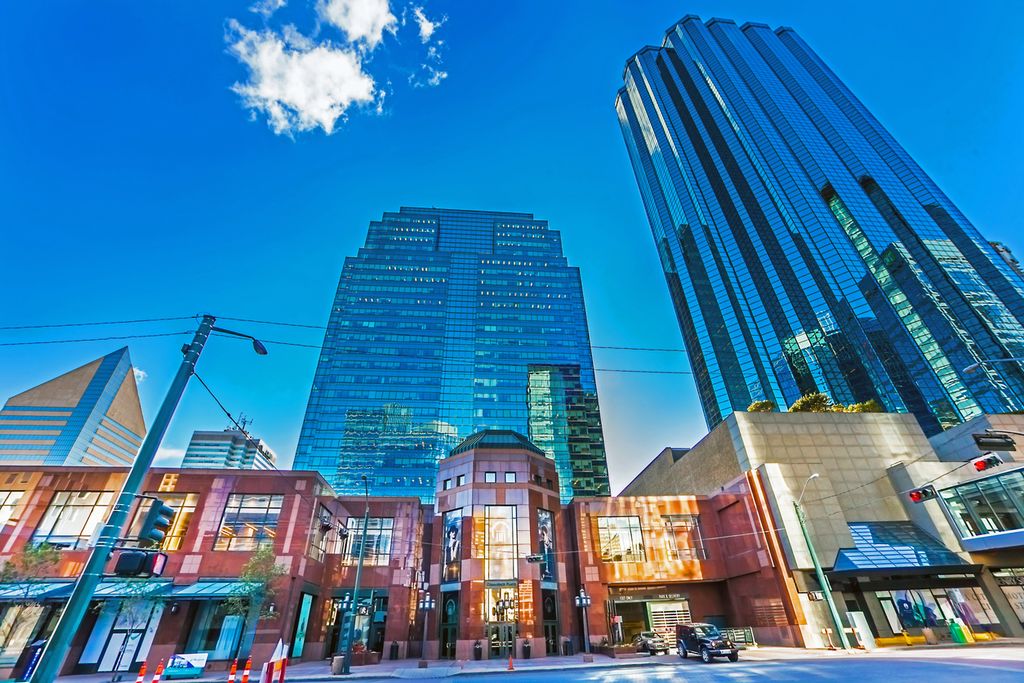 Skyscrapers and shops in downtown Edmonton
