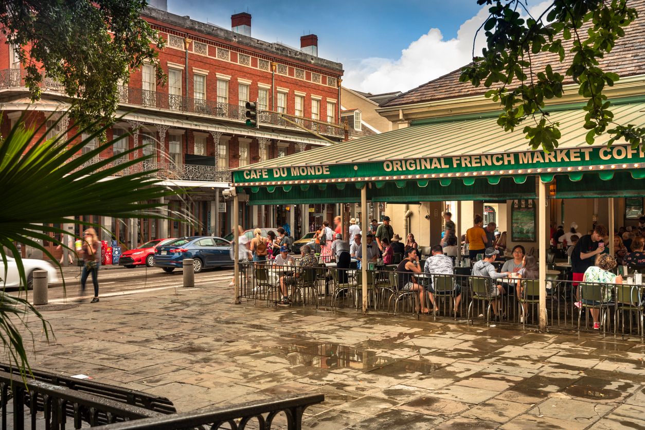 Historic Café Du Monde in the French quarter of New Orleans Louisiana