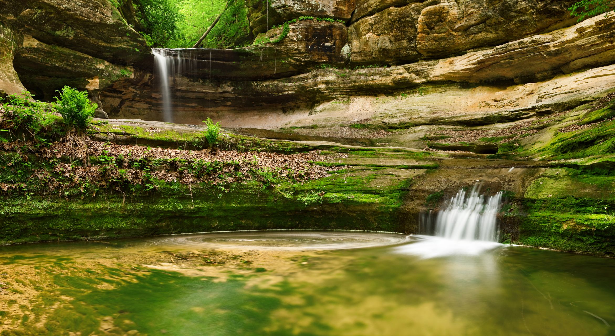 Double waterfall in Starved Rock State Park