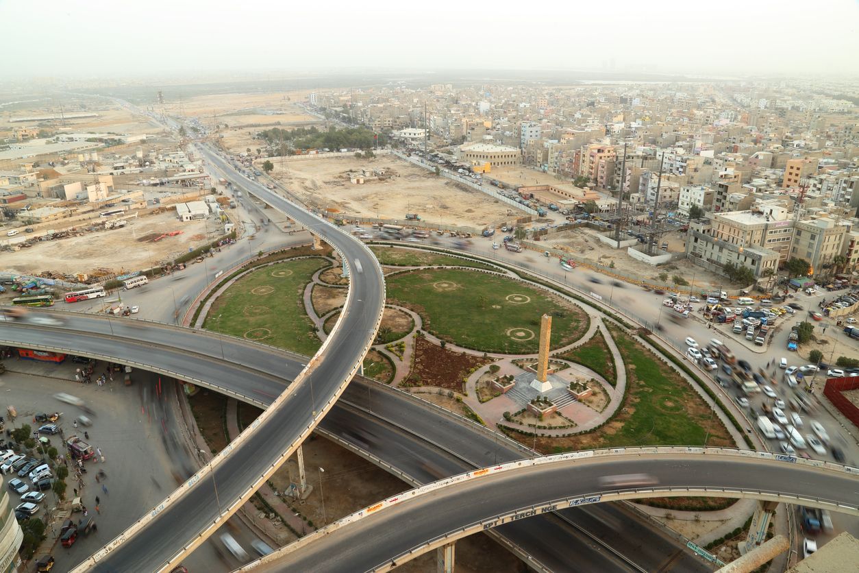 Karachi City traffic at KPT Interchange