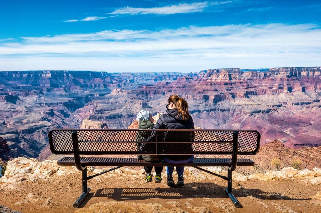 Mother and Child Travels Grand Canyon National Park Arizona USA
