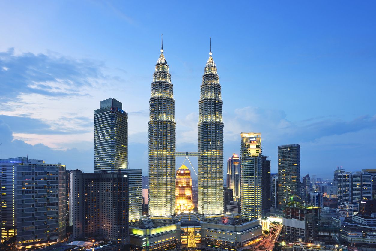 Petronas Towers at Sunset, Kuala Lumpur, Malaysia