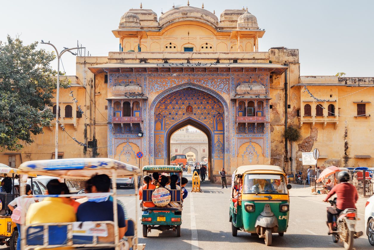 Awesome view of scenic gate at Gangori Bazaar, Jaipur, India