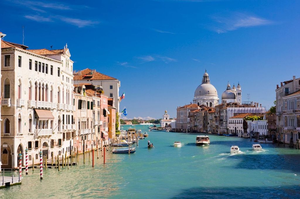 Grand Canal and Santa Maria della Salute Church Venice, Italy