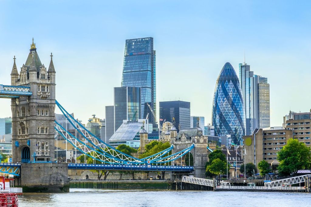 Tower Bridge and Financial District of London