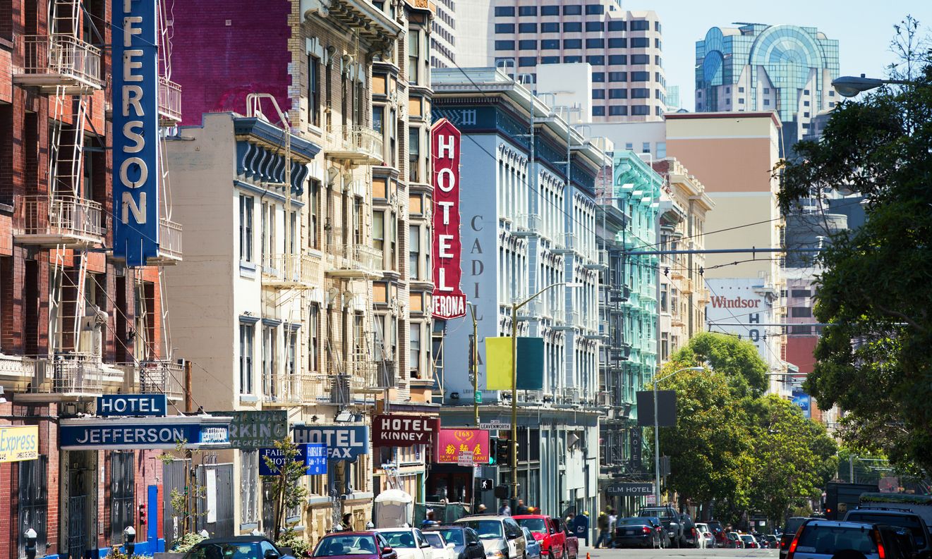 San Francisco Eddy Street panorama daytime Springtime
