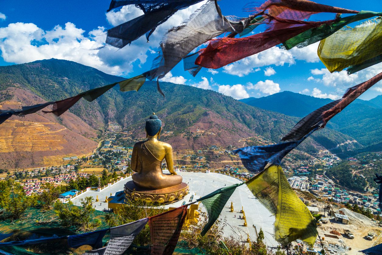Great Buddha Dordenma is a gigantic Shakyamuni Buddha statue in the mountains of Bhutan
