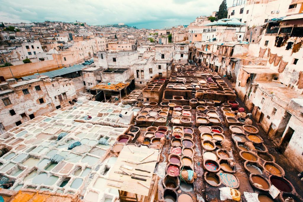 Fez Cityscape Fes Leather Tannery Morocco Africa