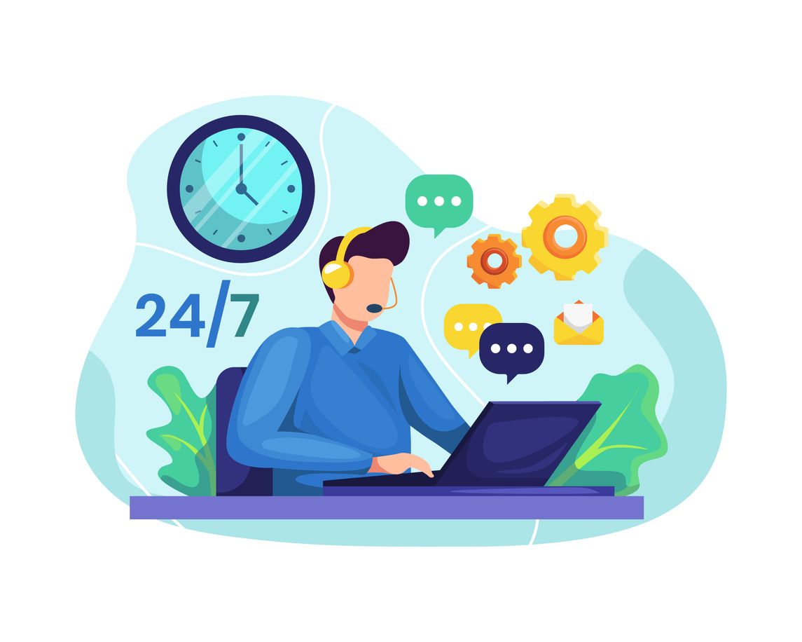 24/7 Customer Service Illustration