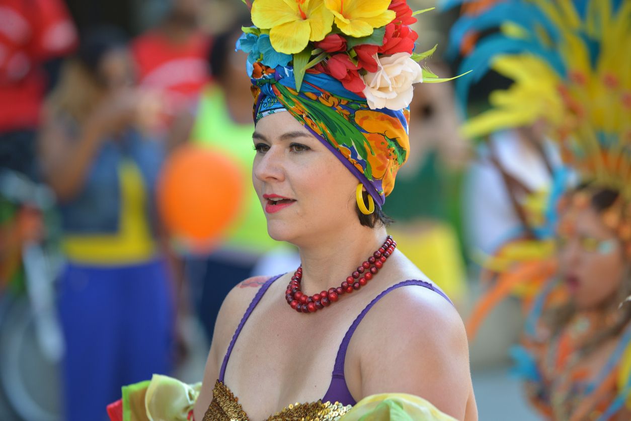 Woman dressed up for Edmonton's Cariwest festival