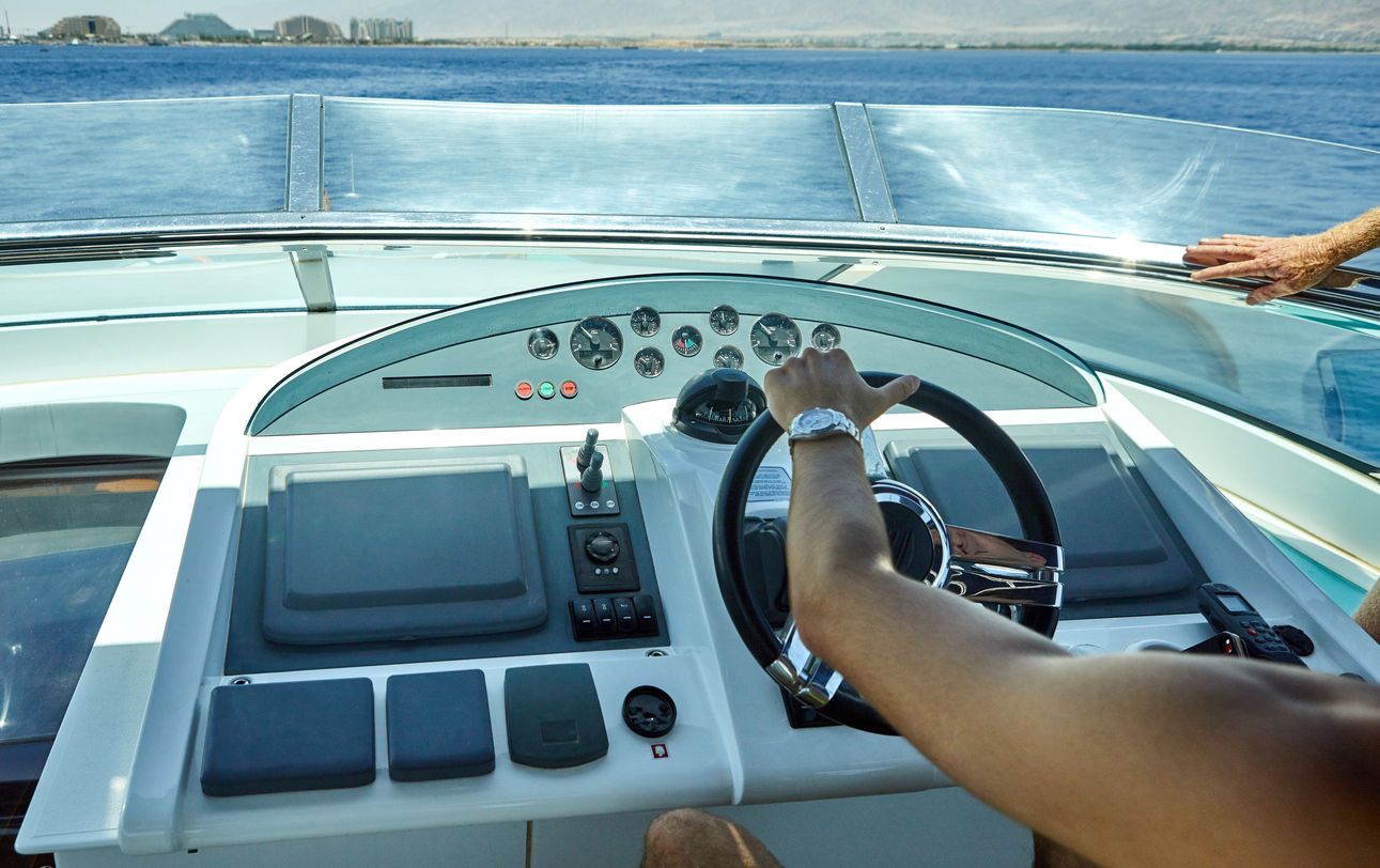 Captain's cabin control of a luxury yacht