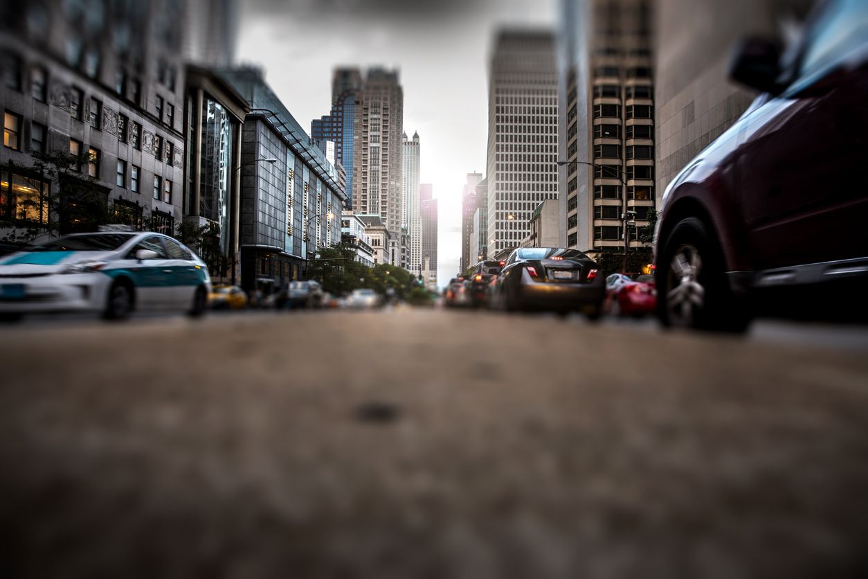 Driving in Downtown Chicago, USA