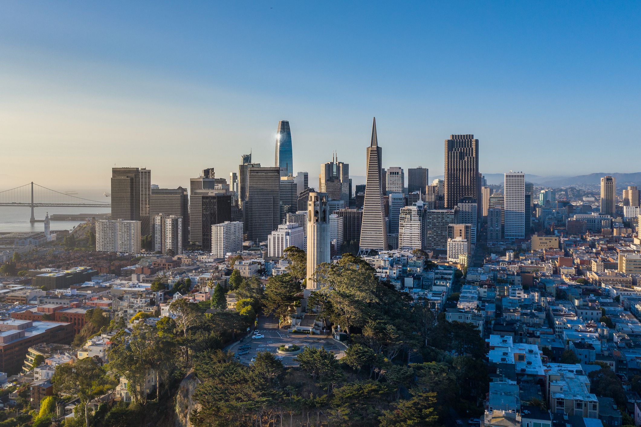 Aerial view of Iconic San Francisco Landmarks
