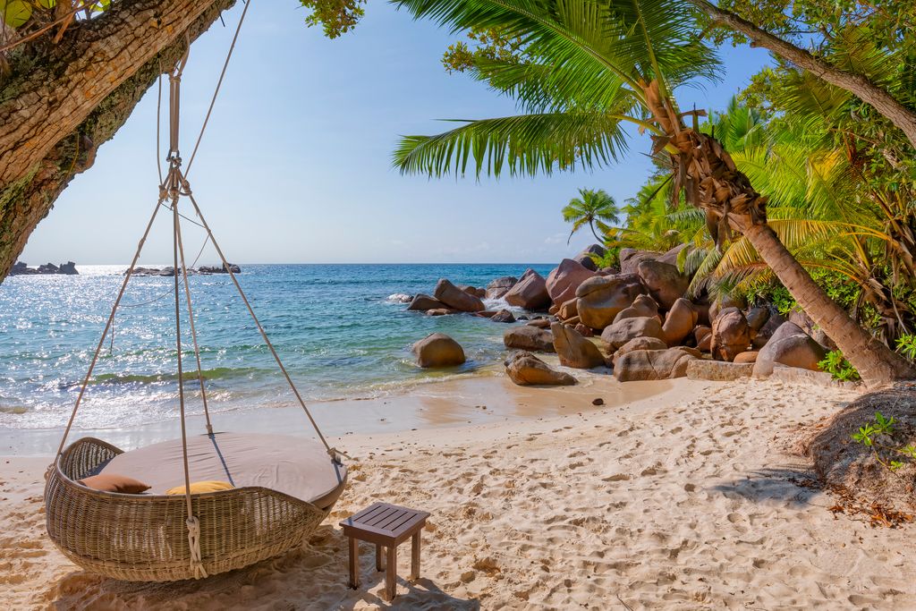 Tropical beach Petite Anse Kerlan, Seychelles