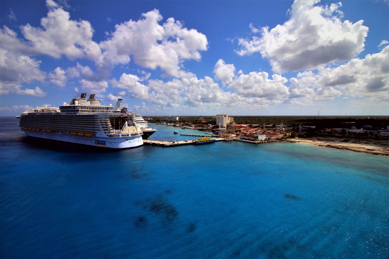 Cruise Ship Harmony of the Seas at a Caribbean Island Paradise