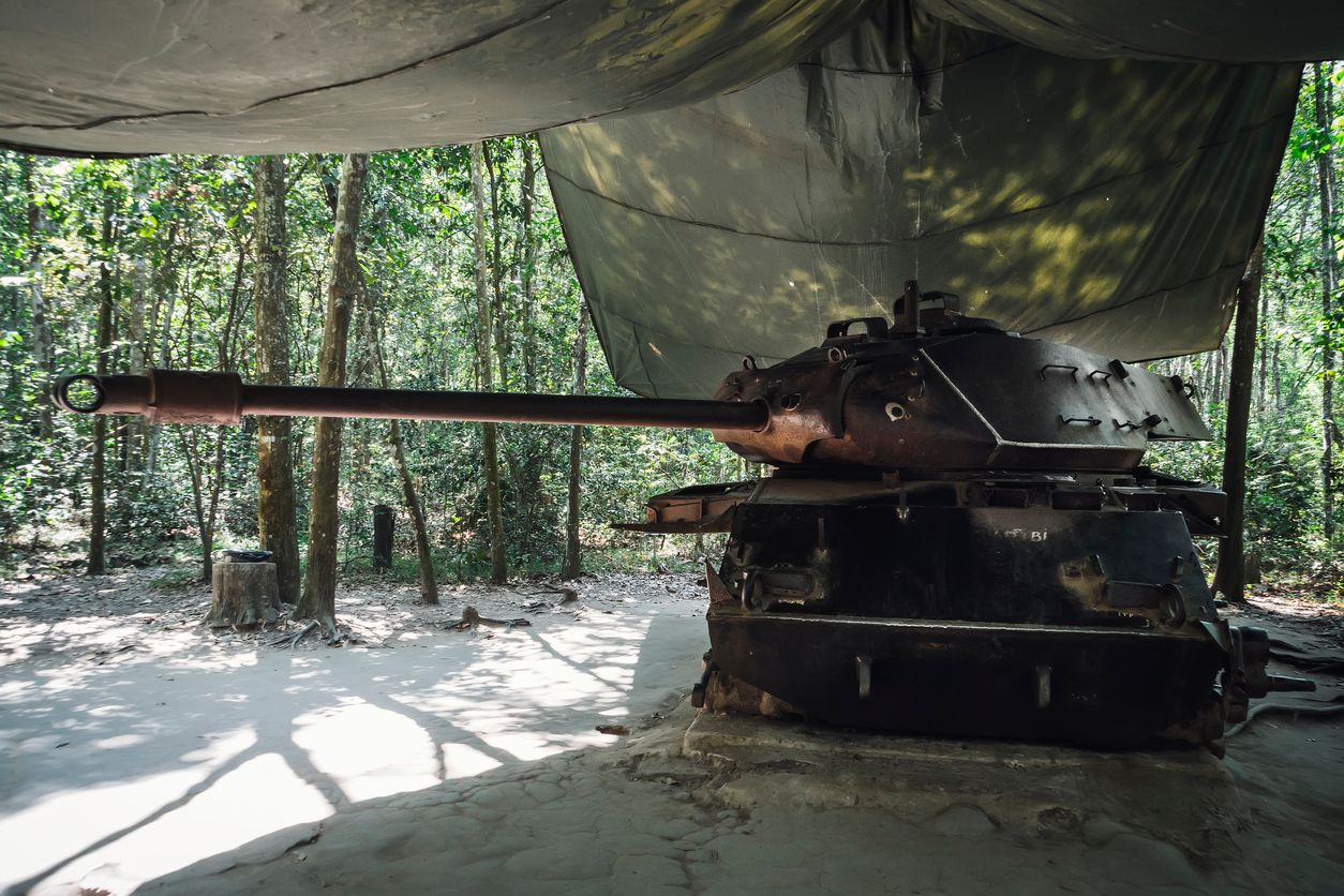 American Tank destroyed by Viet Congs in Cu Chi, Vietnam