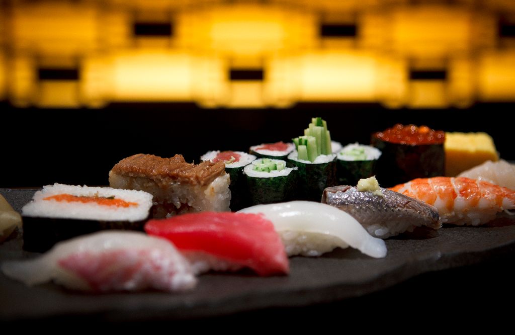 Sushi plate in a Tokyo restaurant