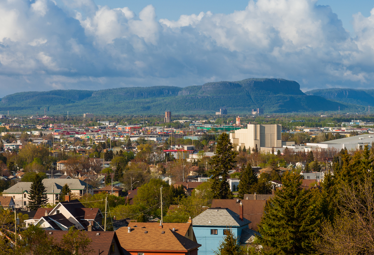 View of Thunder Bay from Hillcrest Park looking south towards Mount McKay.