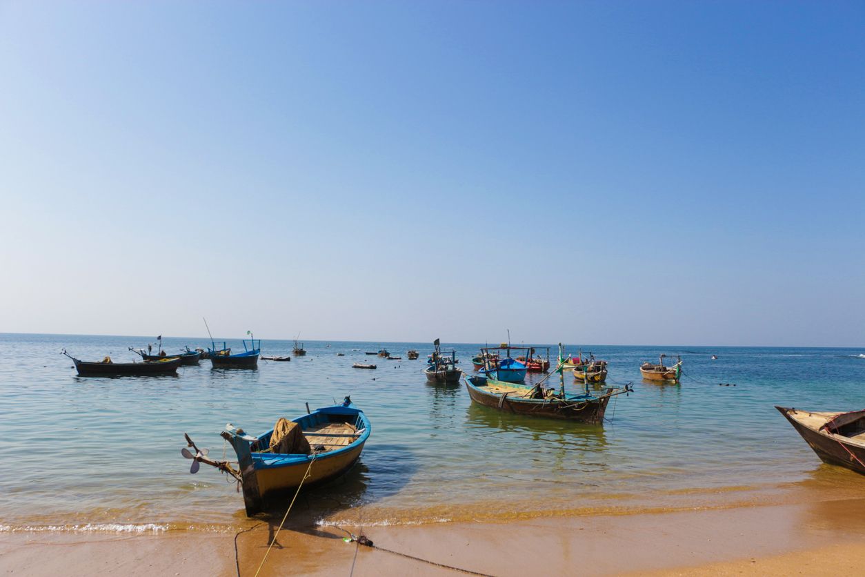 Boats at Mubarak Village in Karachi, Pakistan