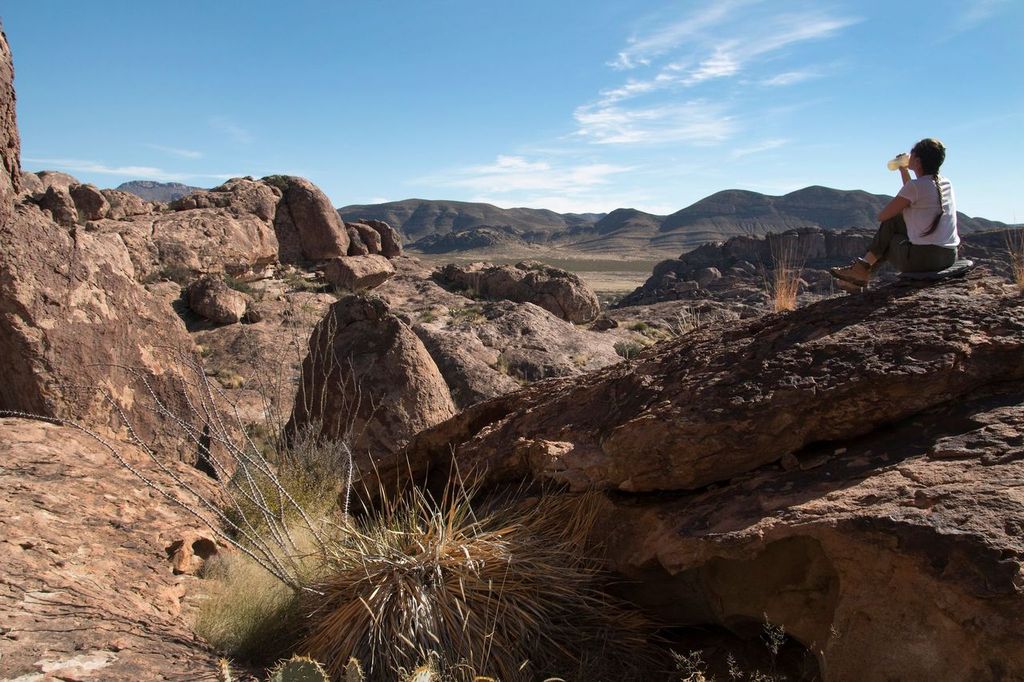 Visitor cools off in Hueco Tanks State Park Texas