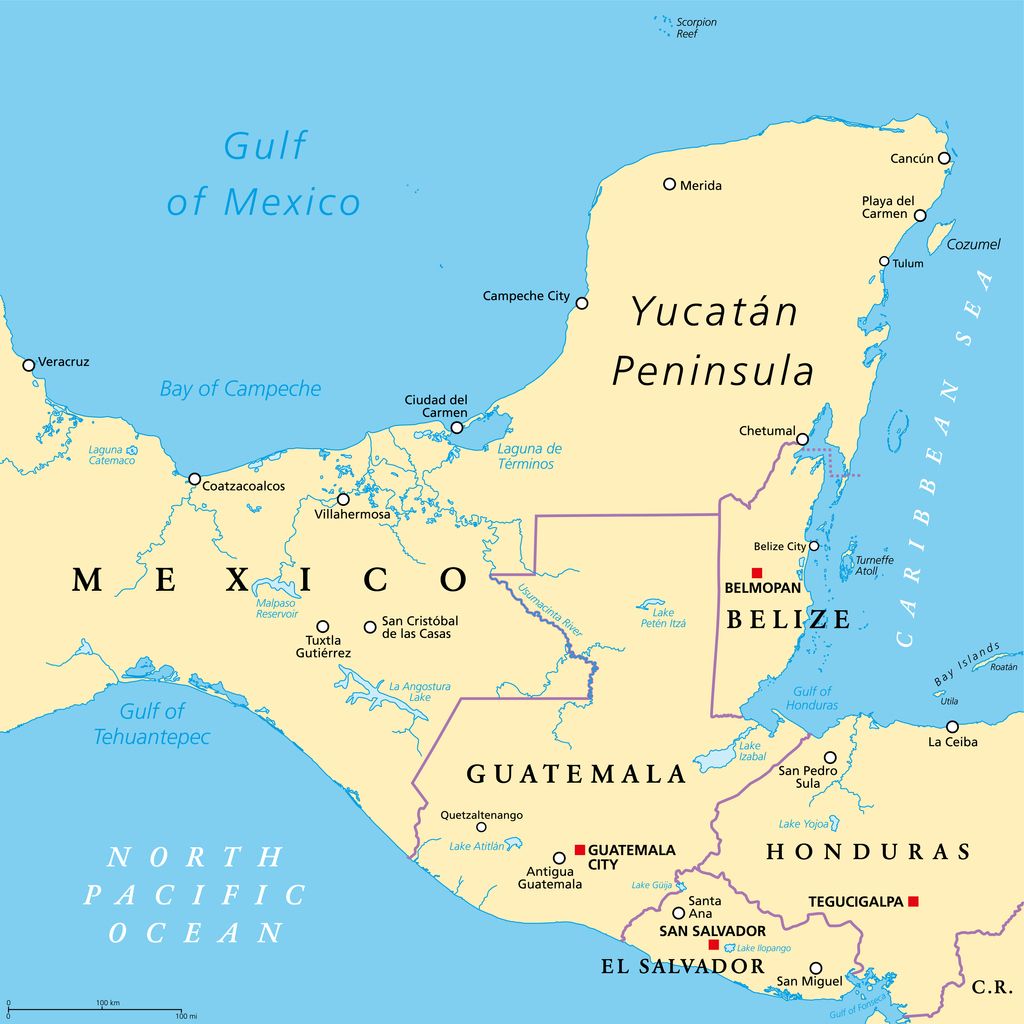 Yucatan Peninsula, Mexico Map