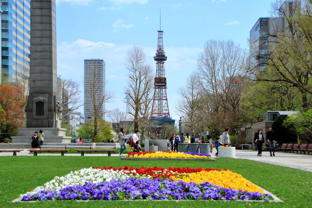 Sapporo TV Tower and Odori Park in spring, Japan.