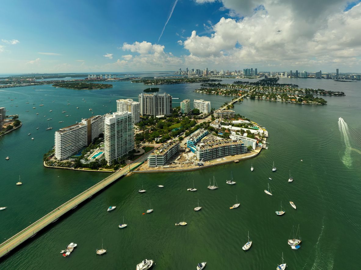 Aerial photo Belle Isle Venetian Islands Miami FL USA scenic neighborhood